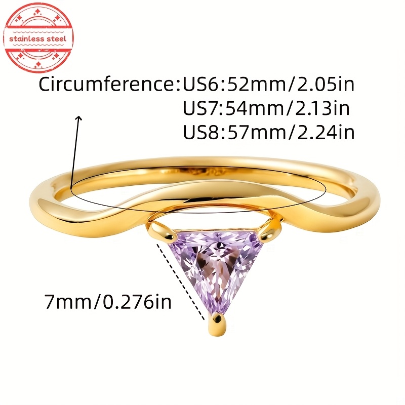 Fashion Elegant December Stainless Steel Triangle Ring